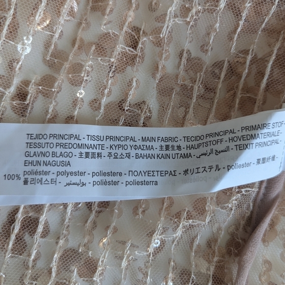 Zara Sequin Button Up Sheer Cardigan Long Sleeve Midi Shirtdress Rose Gold sz M - Picture 8 of 9